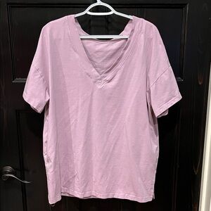 Women's Pink V-Neck Top